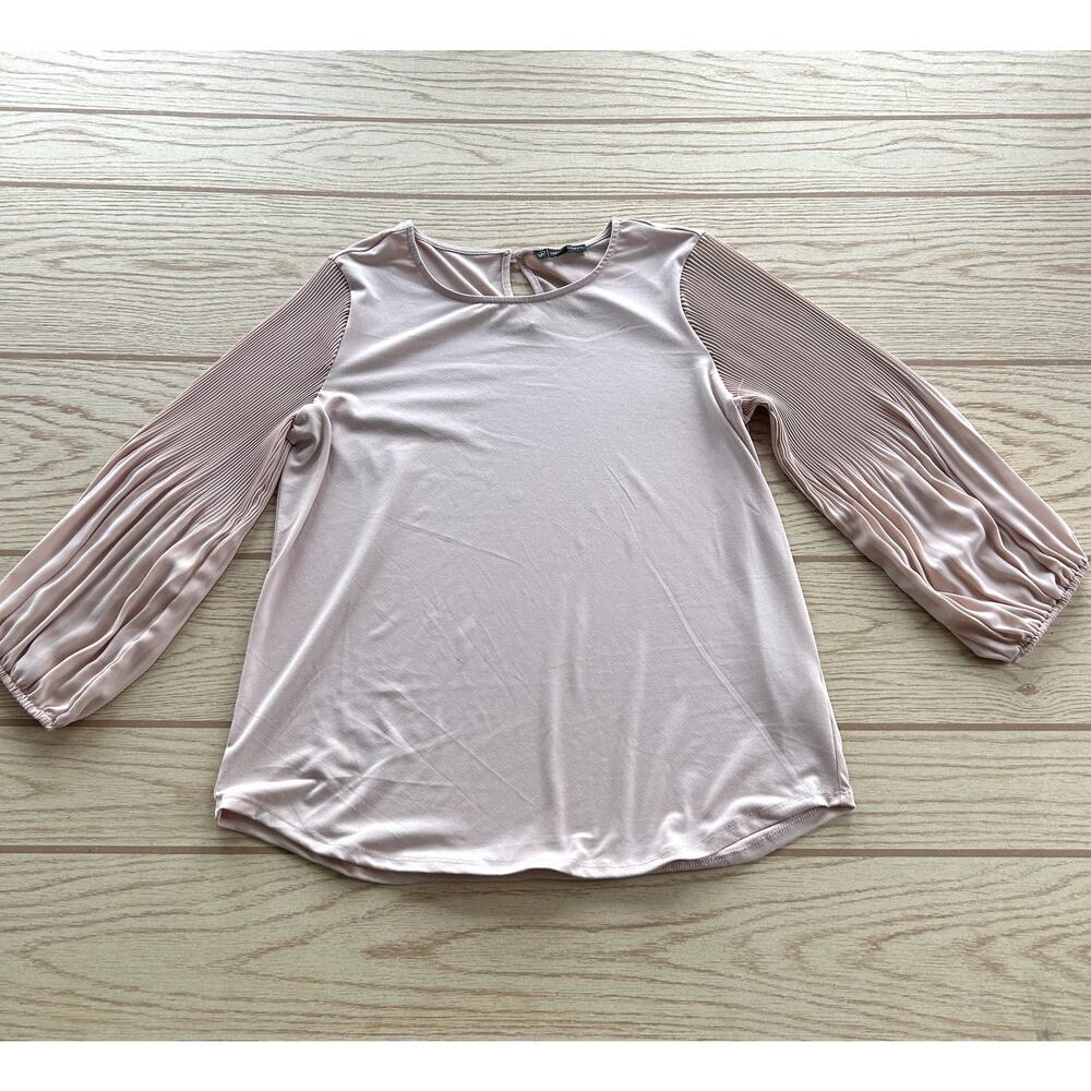 Adriana Papell Textured Long Sleeve Blouse Women's Size M Pink